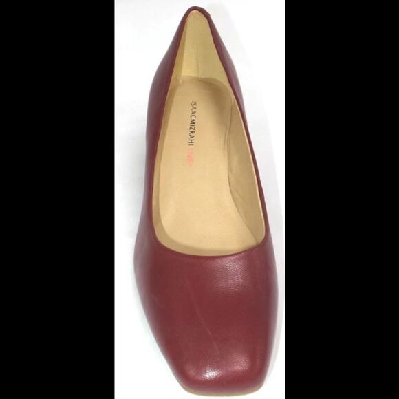 Isaac Mizrahi Live! Shoes - Isaac Mizrahi Leather Pump with Leopard Block Heel Mahogany - Medium